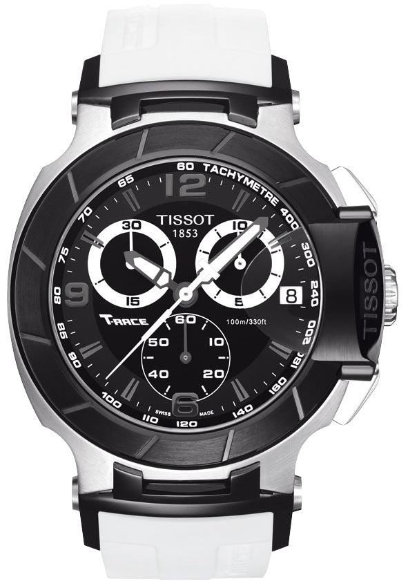 Tissot T Race Chronograph Black Dial White Rubber Strap Watch for Men - T048.417.27.057.05 Buy Now By Tissot