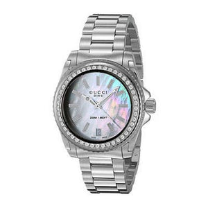 Gucci Dive Diamonds Mother of Pearl Dial Silver Steel Strap Watch For Women - YA136406 Buy Now By Gucci