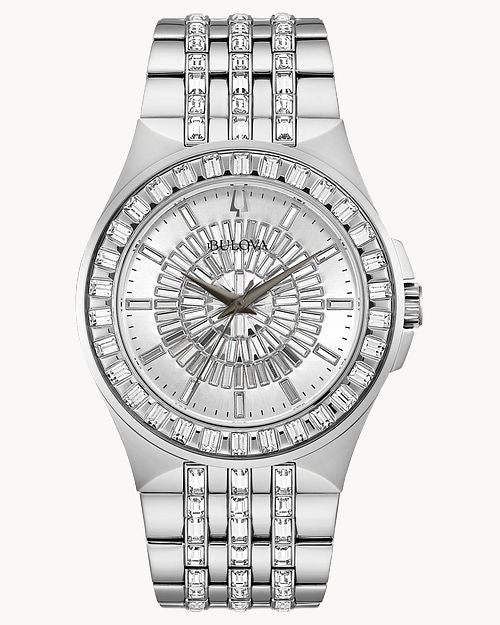 Bulova Phantom Crystal Silver Dial Silver Steel Strap Watch for Men - 96A236 Buy Now By Bulova