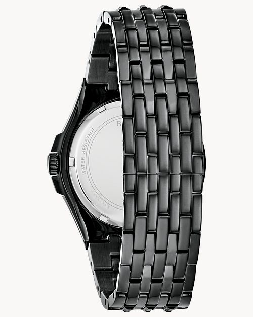 Bulova Crystal Collection Phantom Black Dial Black Steel Strap Watch for Men - 98A240 Buy Now By Bulova