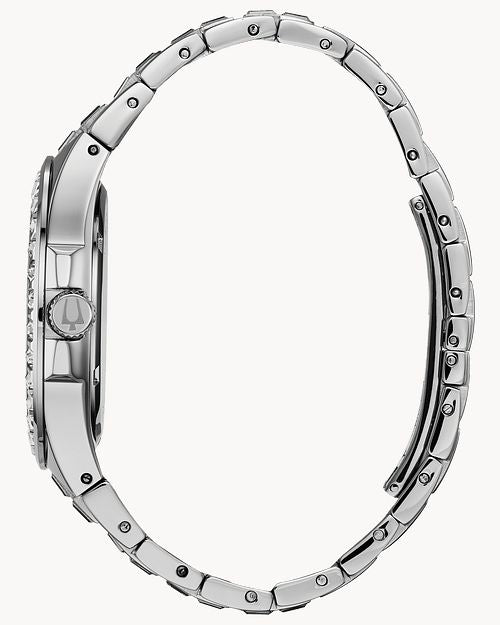 Bulova Phantom Crystal Silver Dial Silver Steel Strap Watch for Men - 96A236 Buy Now By Bulova