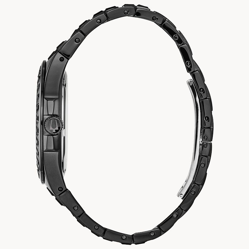 Bulova Crystal Collection Phantom Black Dial Black Steel Strap Watch for Men - 98A240 Buy Now By Bulova