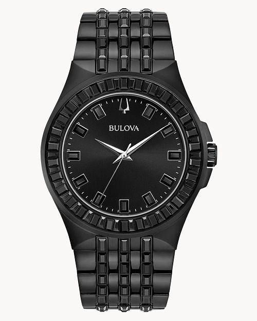 Bulova Crystal Collection Phantom Black Dial Black Steel Strap Watch for Men - 98A240 Buy Now By Bulova