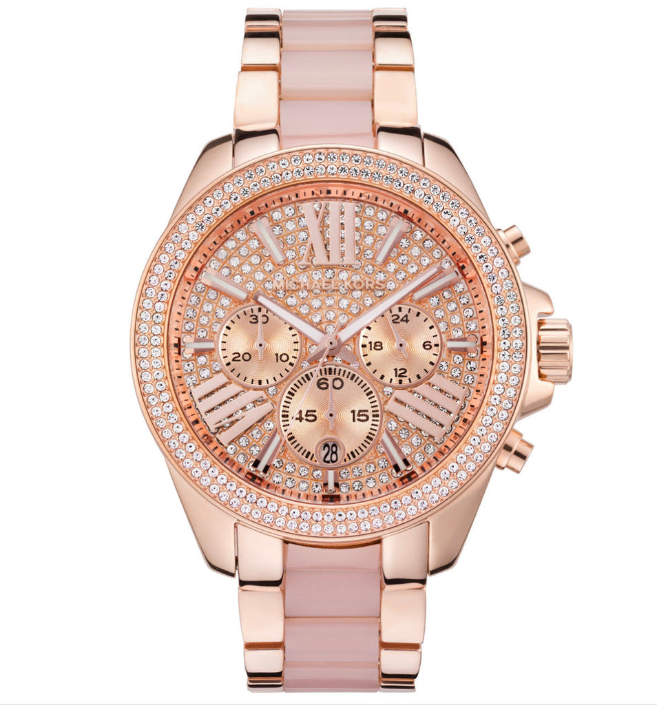 Michael Kors Wren Crystals Rose Gold Dial Rose Gold Steel Strap Watch for Women - MK6096 Buy Now By Michael Kors