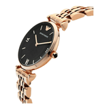 Emporio Armani Gianni T-Bar Black Dial Rose Gold Strap Watch For Women - AR11145 Buy Now By Emporio Armani