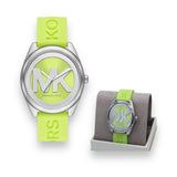 Michael Kors Janelle Three Hand Neon Green Dial Neon Green Rubber Strap Watch For Women - MK7351 Buy Now By Michael Kors