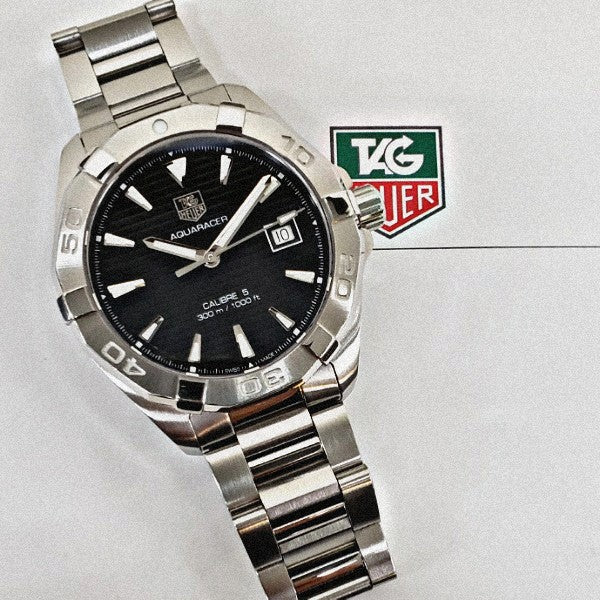 Tag Heuer Aquaracer Automatic Black Dial Silver Steel Strap Watch for Men - WAY2110.BA0928 Buy Now By Tag Heuer