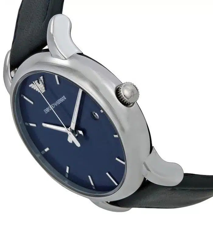 Emporio Armani Classic Quartz Blue Dial Black Leather Strap Watch For Men - AR1731 Buy Now By Emporio Armani