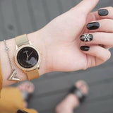 Guess Chelsea Crystals Black Dial Gold Mesh Bracelet Watch For Women - W0647L8 Buy Now By Guess