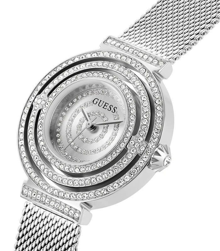 Guess Dream Crystals Silver Dial Silver Mesh Strap Watch For Women - GW0550L1 Buy Now By Guess