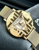 Guess Iconic Quartz Gold Dial Gold Mesh Bracelet Watch For Women - GW0527L2 Buy Now By Guess