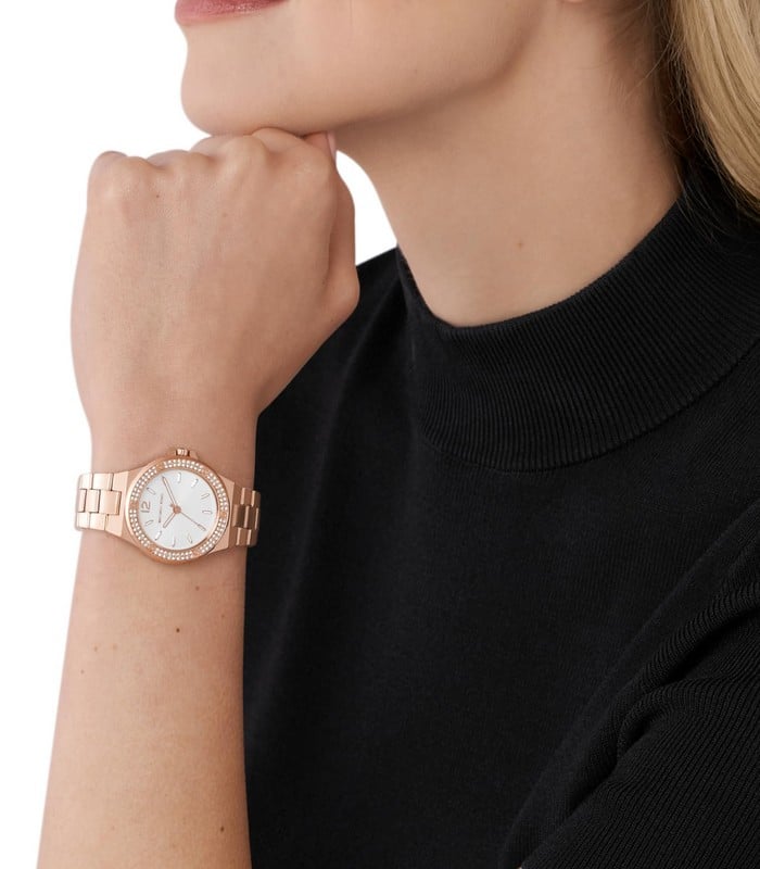 Michael Kors Lennox Three Hand Silver Dial Rose Gold Steel Strap Watch For Women - MK7279 Buy Now By Michael Kors