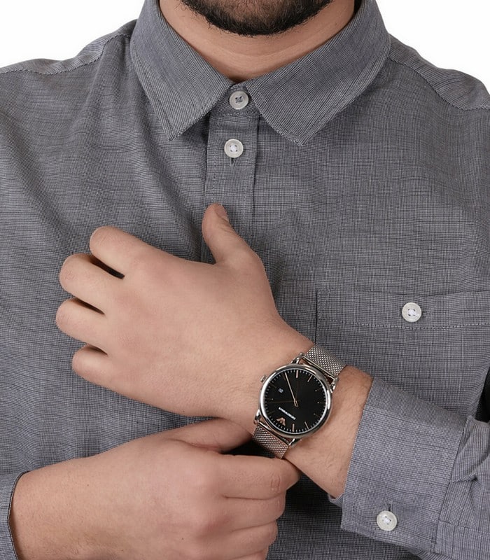 Emporio Armani Luigi Analog Black Dial Silver Mesh Bracelet Watch For Men - AR11272 Buy Now By Emporio Armani