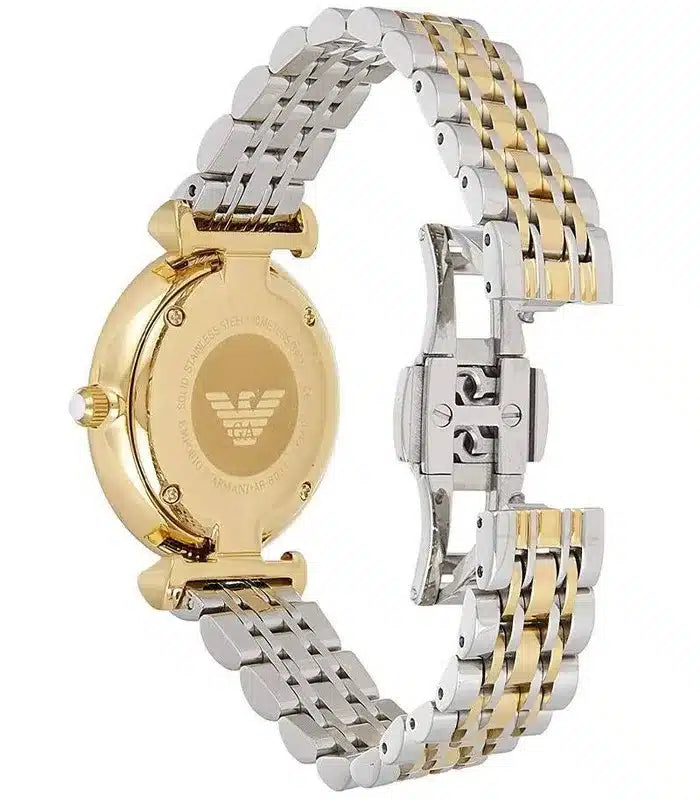 Emporio Armani Gianni T Bar Analog White Dial Two Tone Steel Strap Watch For Women - AR2076 Buy Now By Emporio Armani