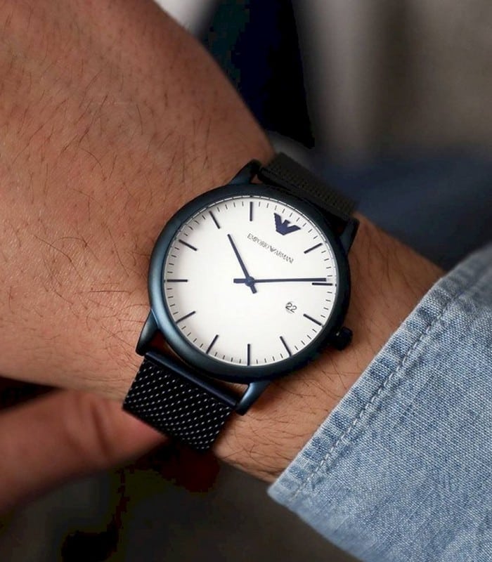 Emporio Armani Luigi Quartz White Dial Blue Mesh Bracelet Watch For Men - AR11025 Buy Now By Emporio Armani