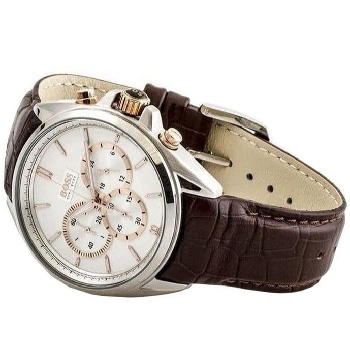 Hugo Boss Driver Quartz Silver Dial Brown Leather Strap Watch For Men - HB1512881 Buy Now By Hugo Boss