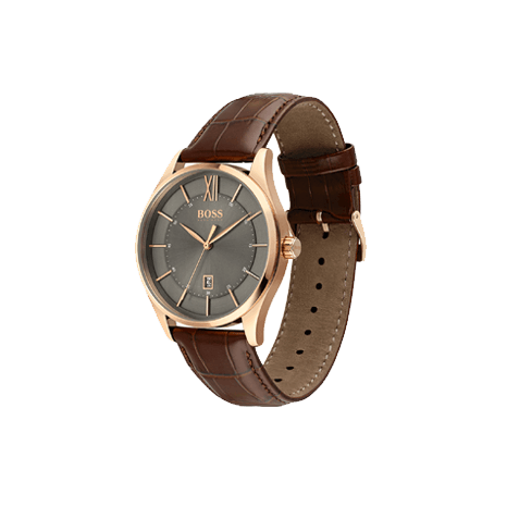 Hugo Boss Ambassador Grey Dial Brown Leather Strap Watch for Men - 1513387 Buy Now By Hugo Boss