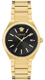 Versace V-Auria Quartz Black Dial Gold Steel Strap Watch for Men - VE0F00525 Buy Now By Versace