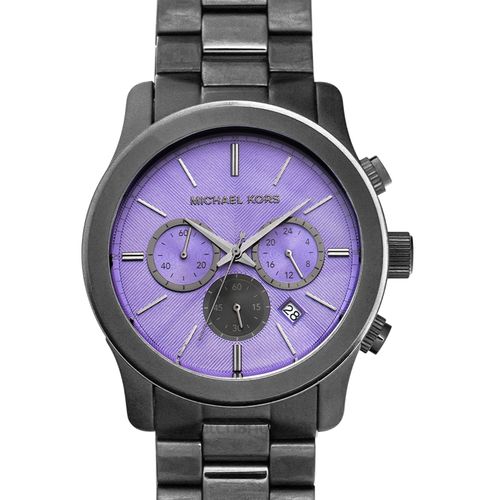 Michael Kors Runway Chronograph Purple Dial Black Steel Strap Watch For Women - MK5954 Buy Now By Michael Kors
