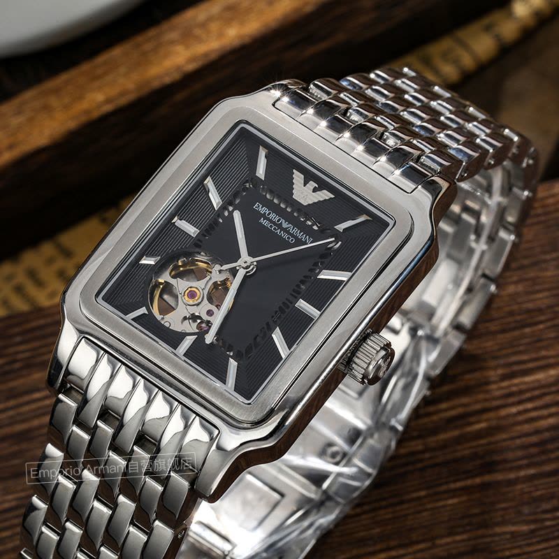 Emporio Armani Diego Automatic Black Dial Silver Steel Strap Watch For Men - AR60057 Buy Now By Emporio Armani