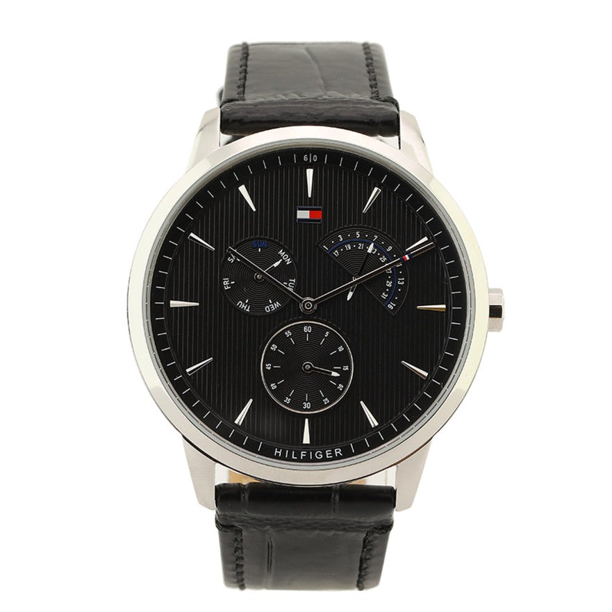 Tommy Hilfiger Brad Chronograph Black Dial Black Leather Strap Watch For Men - 1710391 Buy Now By Tommy Hilfiger