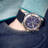 Bulova Marine Star Chronograph Black Dial Black Rubber Strap Watch for Men - 98B127 Buy Now By Bulova