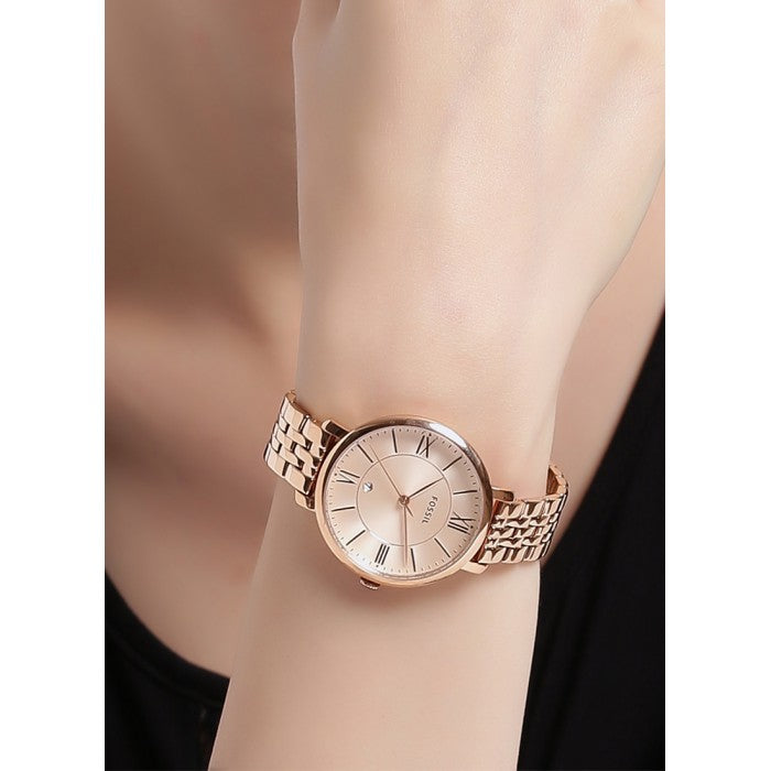 Fossil Jacqueline Rose Gold Dial Rose Gold Steel Strap Watch for Women - ES3435 Buy Now By Fossil
