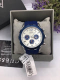 Guess Caliber Chronograph White Dial Blue Rubber Strap Watch for Men - W0864G6 Buy Now By Guess
