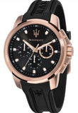 Maserati SFIDA Chronograph Black Dial Black Rubber Strap Watch For Men - R851123008 Buy Now By Maserati