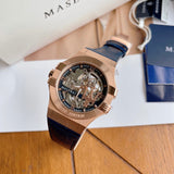 Maserati Automatic Skeleton Dial Rose Gold Blue Leather Strap Watch For Men - R8821108022 Buy Now By Maserati