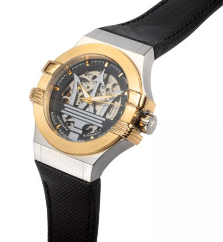 Maserati Potenza Automatic Skeleton Dial Black Leather Strap Watch For Men - R8821108011 Buy Now By Maserati