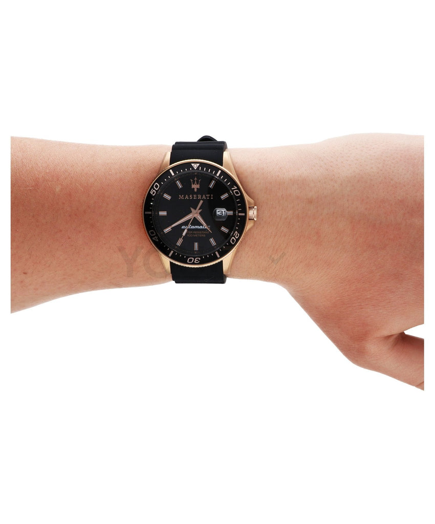 Maserati SFIDA Automatic Black Dial Black Rubber Strap Watch For Men - R8821140001 Buy Now By Maserati