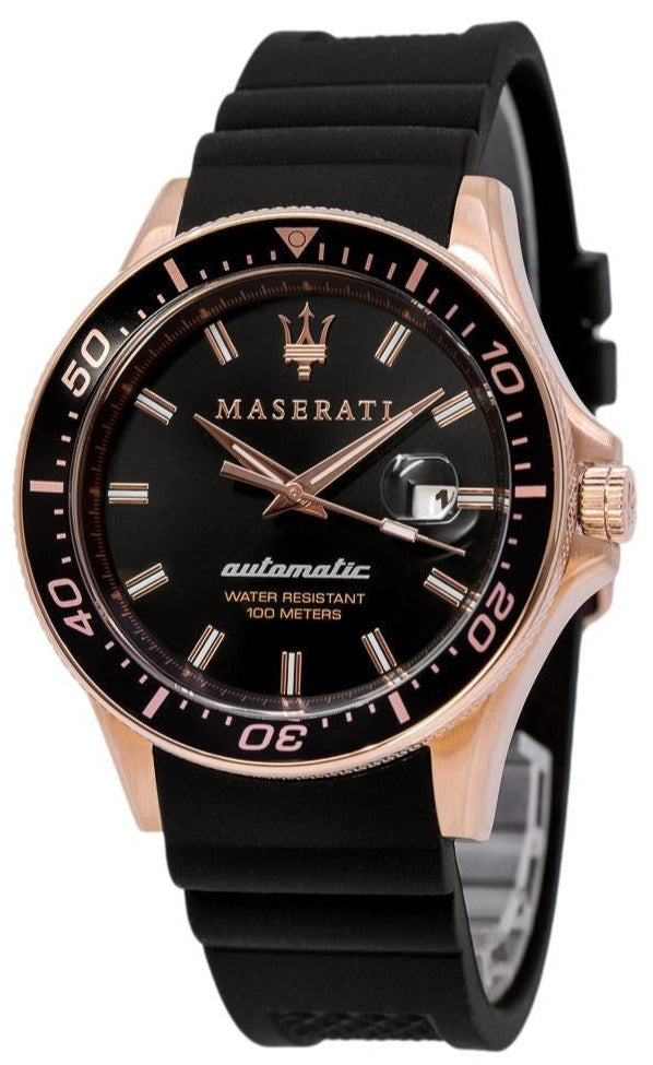 Maserati SFIDA Automatic Black Dial Black Rubber Strap Watch For Men - R8821140001 Buy Now By Maserati