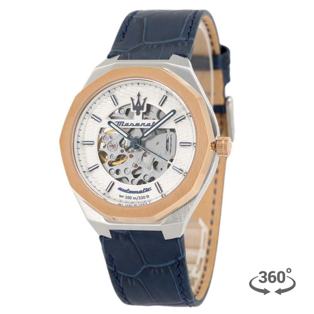 Maserati Stile Automatic Limited Edition White Dial Blue Leather Strap Watch For Men - R8821142001 Buy Now By Maserati
