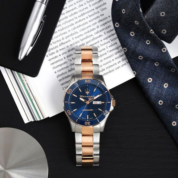 Maserati Competizione Automatic Blue Dial Two Tone Steel Strap Watch For Men - R8823100001 Buy Now By Maserati
