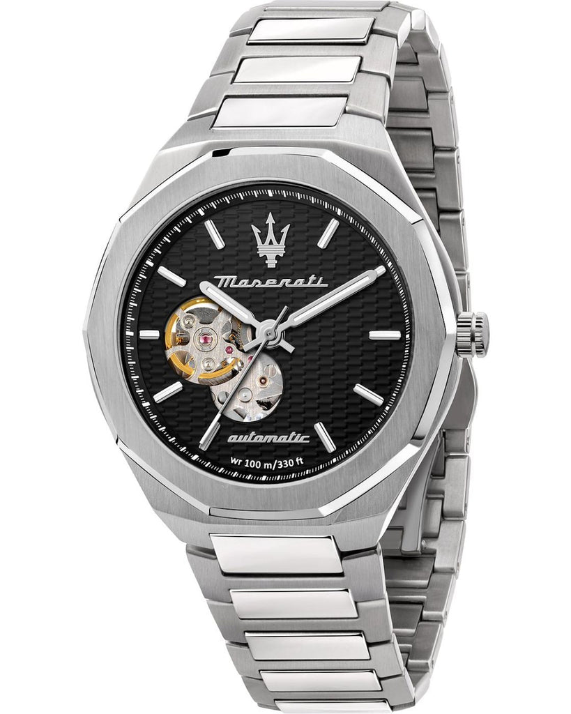 Maserati Stile Skeleton Automatic Black Dial Silver Steel Strap Watch For Men - R8823142002 Buy Now By Maserati