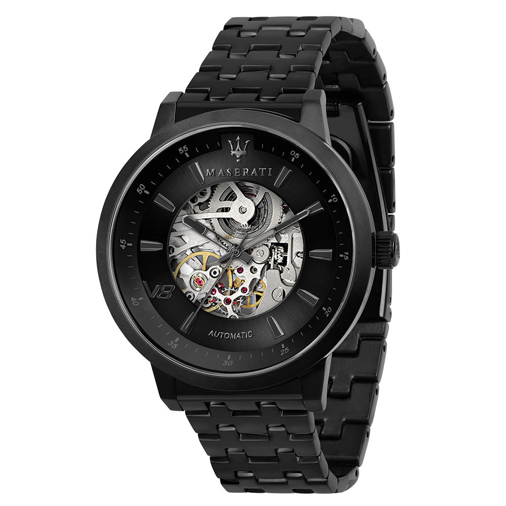 Maserati Granturismo Sport GT Skeleton Black Dial Black Steel Strap Watch For Men - R8823134003 Buy Now By Maserati