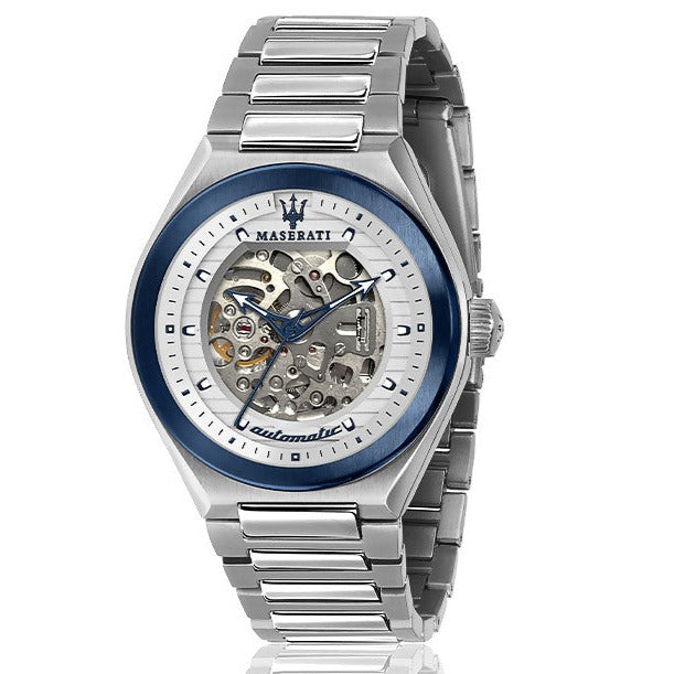 Maserati Triconic Automatic Skeleton Grey Dial Silver Steel Strap Watch For Men - R8823139002 Buy Now By Maserati