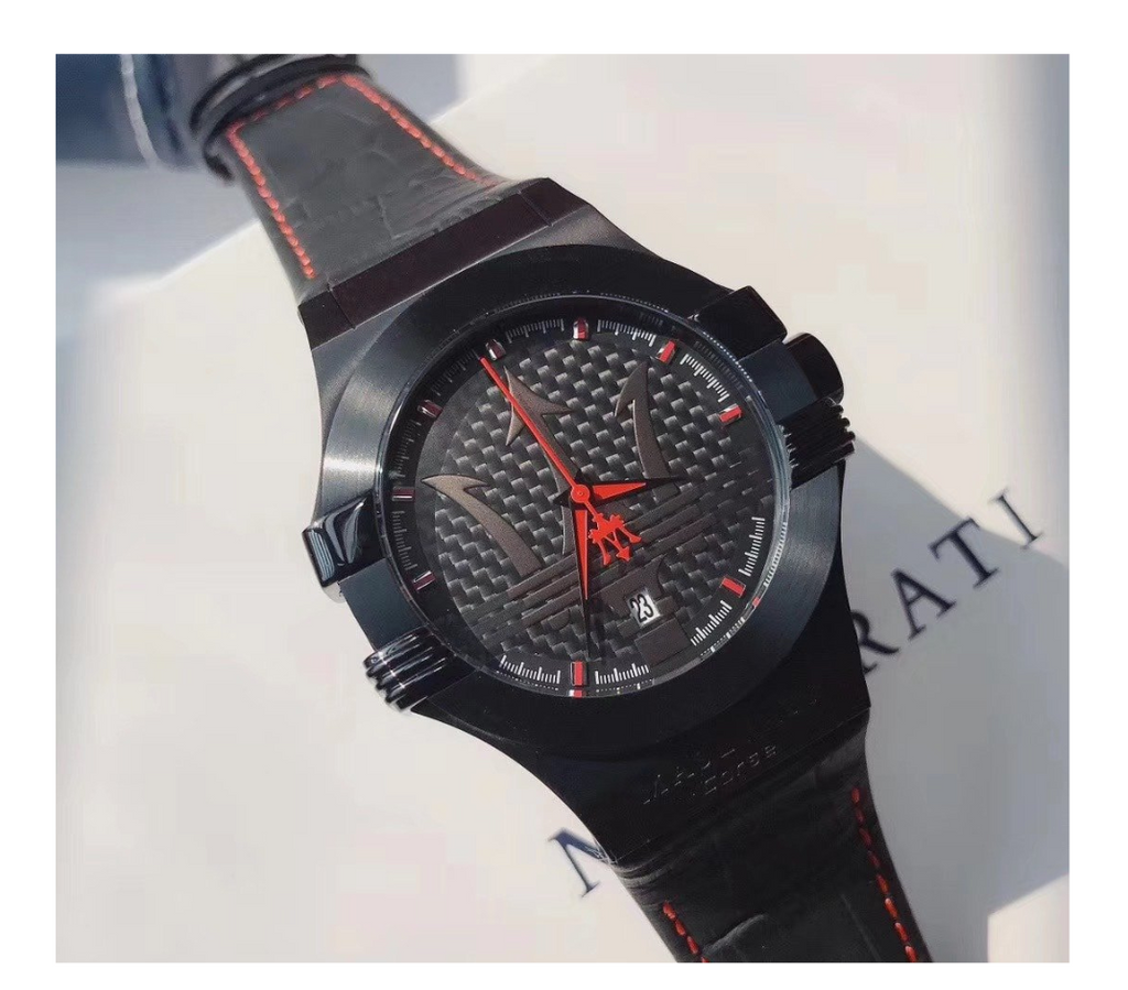 Maserati Potenza 3H STR Black Dial 42mm Leather Strap Watch For Men - R8851108010 Buy Now By Maserati