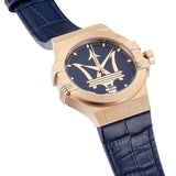 Maserati Potenza 42mm Rose Gold & Blue Dial Blue Leather Strap Watch For Men - R8851108027 Buy Now By Maserati
