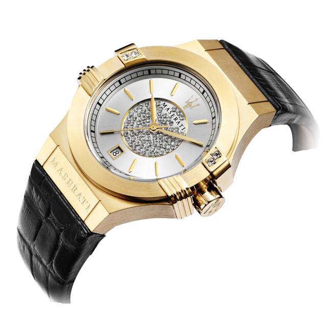 Maserati Potenza Diamonds Silver Dial Black Leather Strap Watch For Women - R8851108505 Buy Now By Maserati