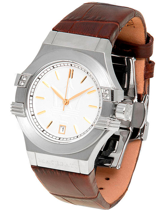 Maserati Potenza Silver Dial Brown Leather Strap Watch For Women - R8851108506 Buy Now By Maserati
