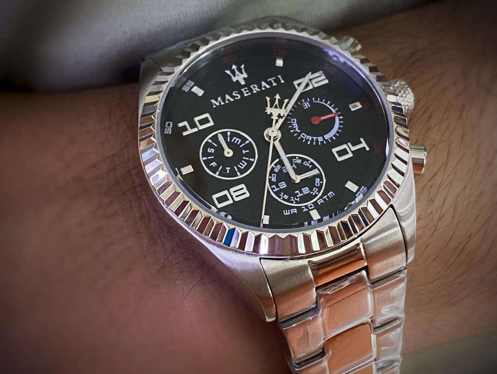 Maserati Competizione Chronograph Black Dial Silver Steel Strap Watch For Men - R8853100012 Buy Now By Maserati