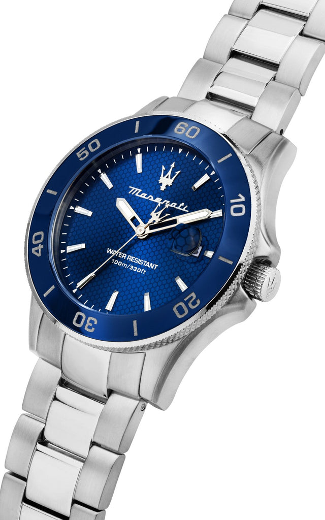 Maserati Competizione Quartz Blue Dial Silver Steel Strap Watch For Men - R8853100036 Buy Now By Maserati
