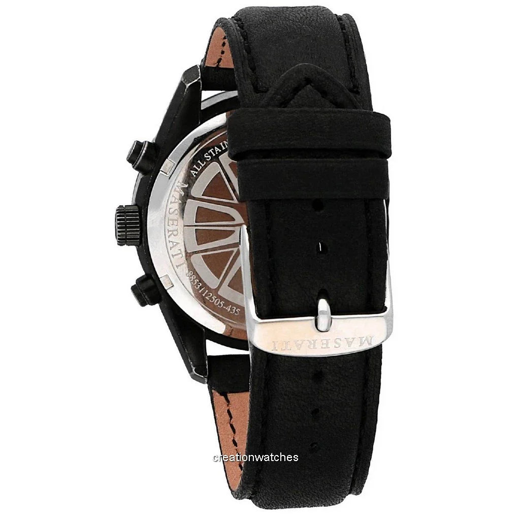 Maserati Traguardo Black Leather Strap Quartz Black Dial Watch For Men - R8871612019 Buy Now By Maserati