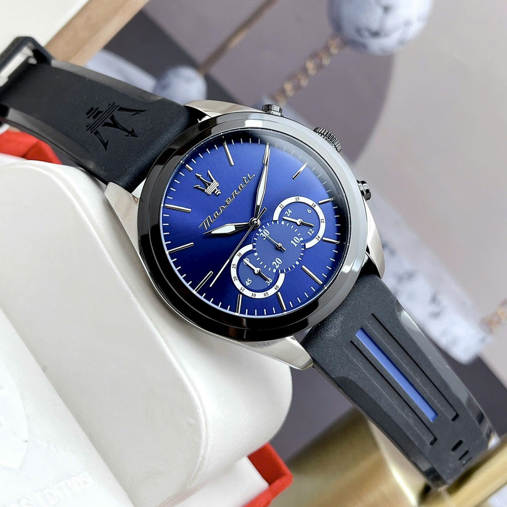Maserati Traguardo Chronograph Blue Dial Black Silicone Strap Watch For Men - R8871612044 Buy Now By Maserati