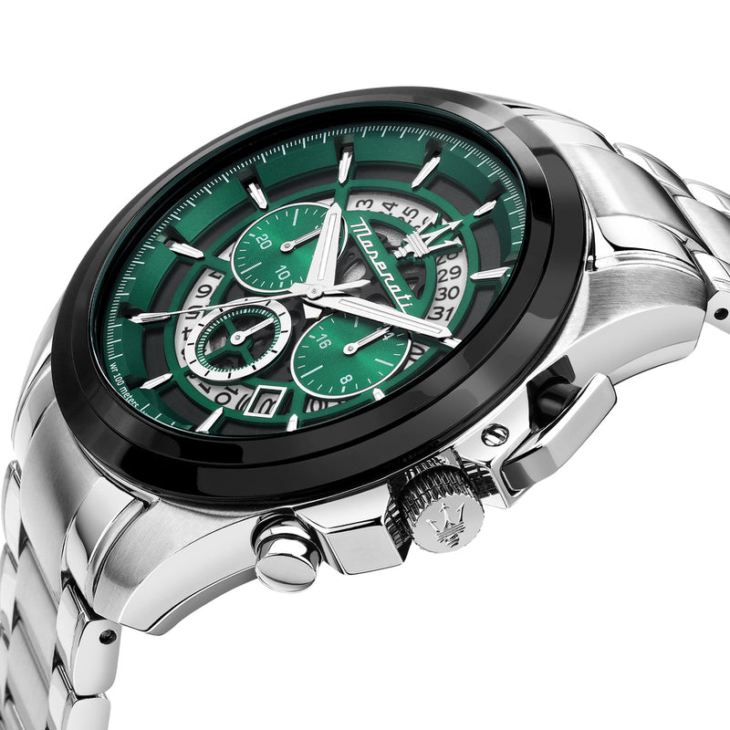Maserati Traguardo Chronograph Green Dial Silver Steel Strap Watch For Men - R8873612060 Buy Now By Maserati