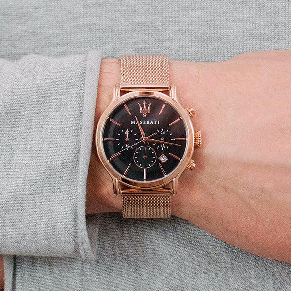 Maserati Epoca Black Dial Gold Mesh Bracelet Watch For Men - R8873618005 Buy Now By Maserati