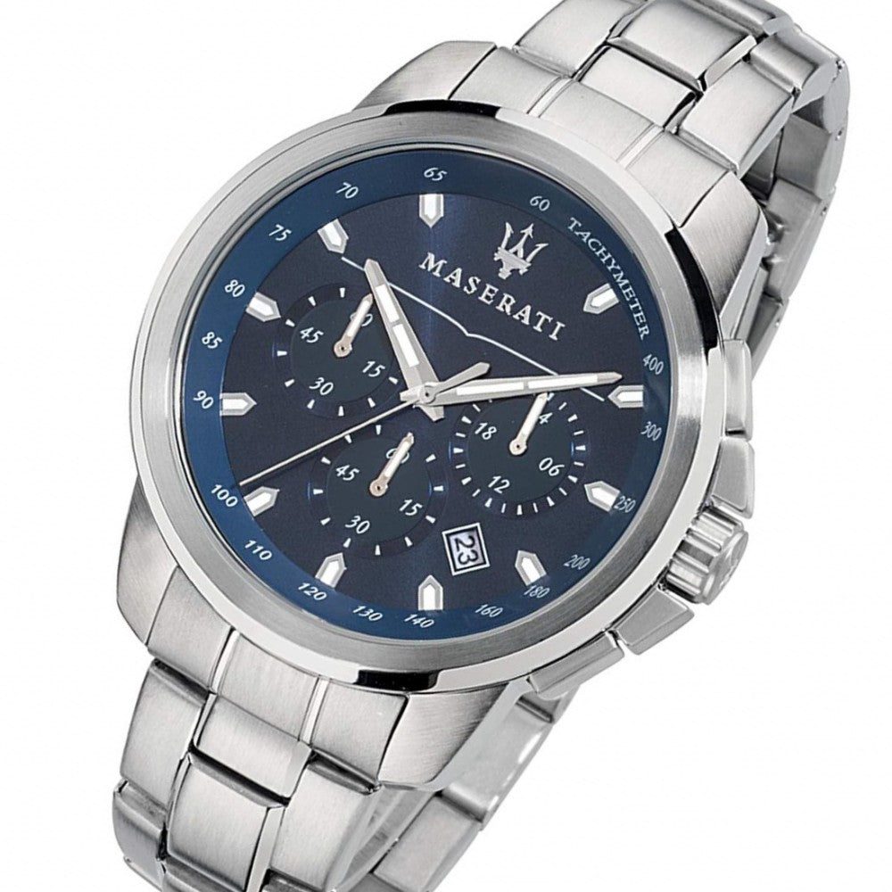 Maserati Successo Chronograph Blue Dial Silver Steel Strap Watch For Men - R8873621002 Buy Now By Maserati