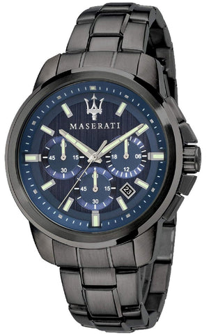 Maserati Successo Chronograph Blue Dial Black Steel Strap Watch For Men - R8873621005 Buy Now By Maserati